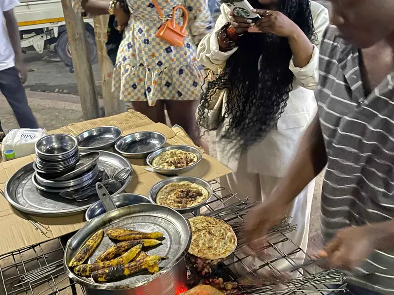 Street food grill on a Dar es Salaam food tour